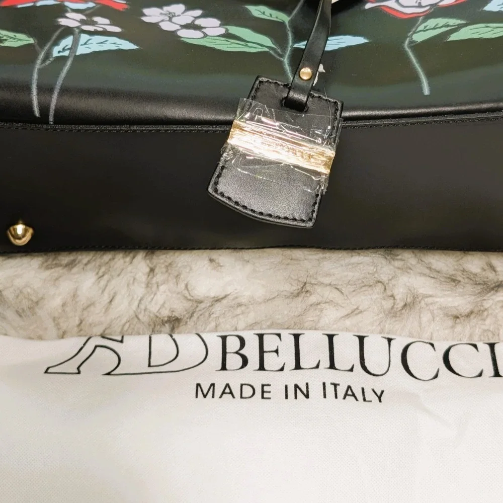 A.BELLUCCI Genuine Leather Multi Color Floral Print Purse with Dust Bag
